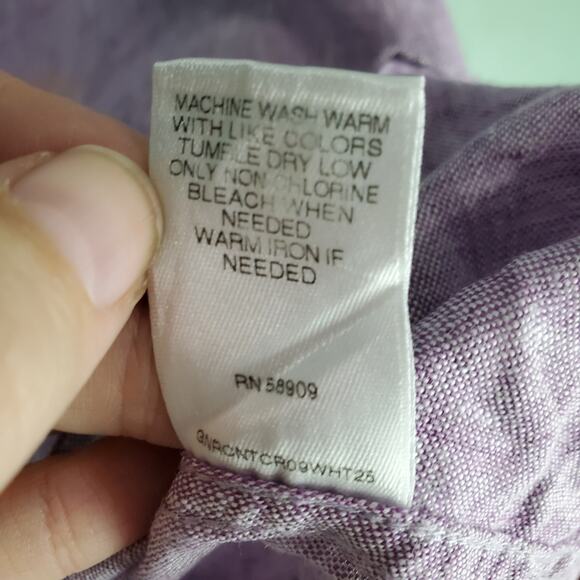 Murano Men's Baird McNutt Linen Slim Fit Button Front Purple Shirt Size XL - Picture 6 of 7